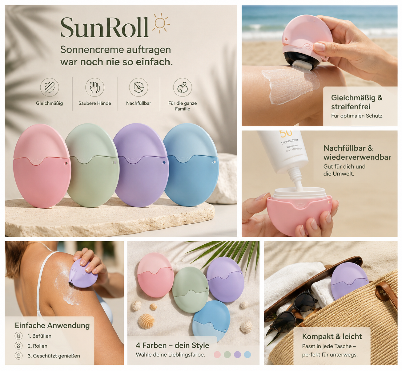 Novira™ SunRoll – Sonnencreme Roller für unterwegs